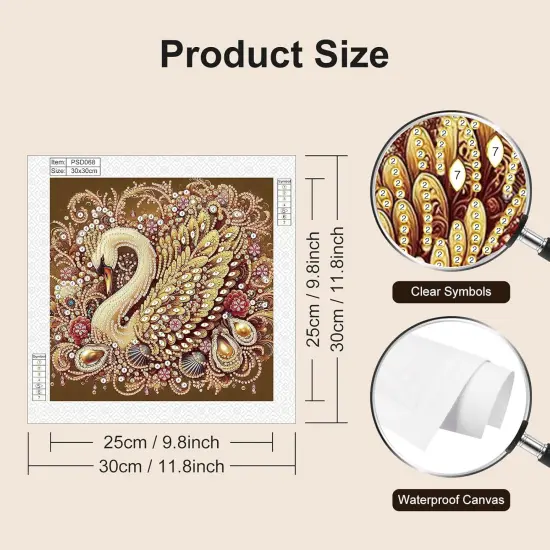 Diamond Painting Kits for Adults Swan, 5D Special Shape Diamond Art Kits for Beginners, Crystal Rhinestones Diamond Painting for Home Wall Decoration Gift 12&times;12inch, Animal {2}