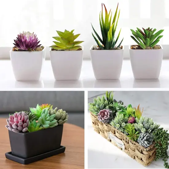 Artificial Succulent Plants - 16 Pcs Set Faux Succulents Unpotted Fake Succulent Plants, Premium Crafting DIY Floral Decor for Home Garden Office Party (High Realistic) {4}