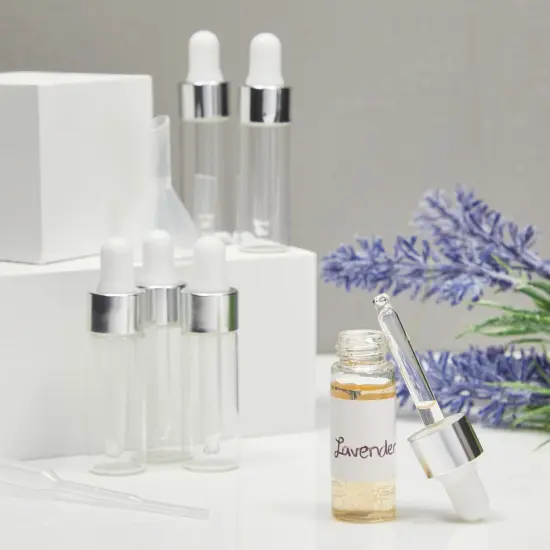 0.17 oz Clear Glass Dropper Bottles, Pipettes, Labels, Funnels (Silver, 95 Pieces) {2}