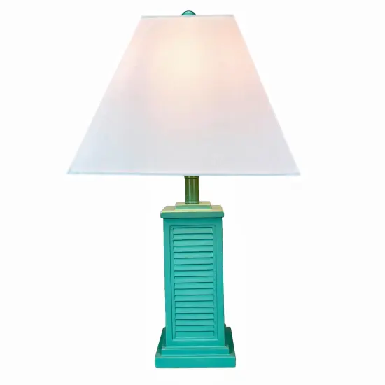 Seafoam Green Shutter Table Lamp 24in Glossy Base 120V 60W Coastal Decor {3}