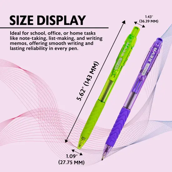 BAZIC Reva Dazzle Black Color Retractable Pen w/ Cushion Grip (8/Pack) {2}