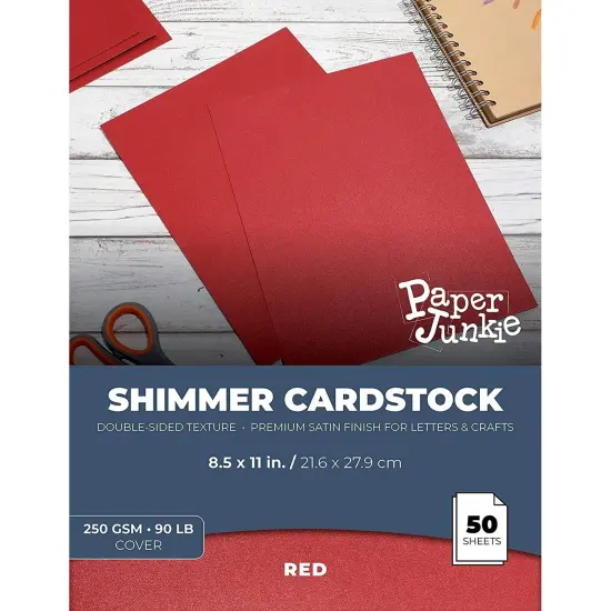 Red Shimmer Paper, Metallic Paper for Crafts (8.5 x 11 in, 50-Pack) {2}
