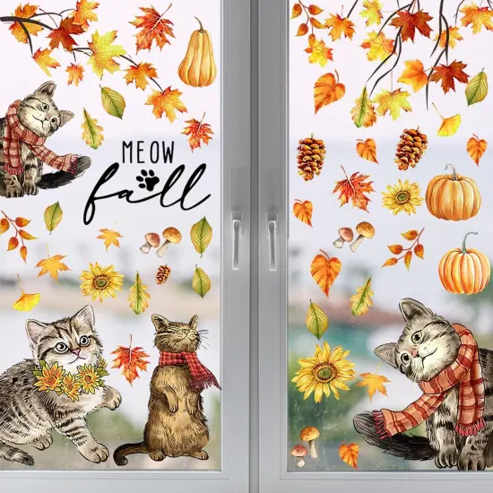 Fall Thanksgiving Window Cling Sticker 45PCS {1}