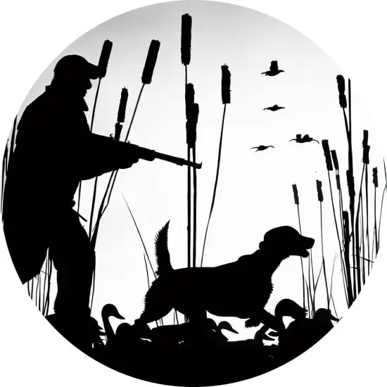Duck Hunter with retriever dog #3 edible cake topper (8 Inch Round) {1}