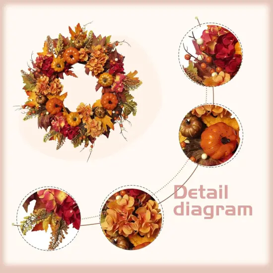 Artificial 20 Inch Autumn Front Door Wreath {2}