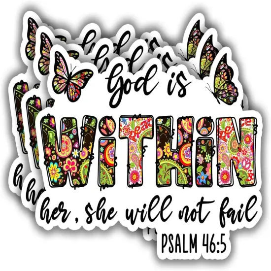 (3 pcs) God is Within Her She Will Not Fail Sticker Decal {1}