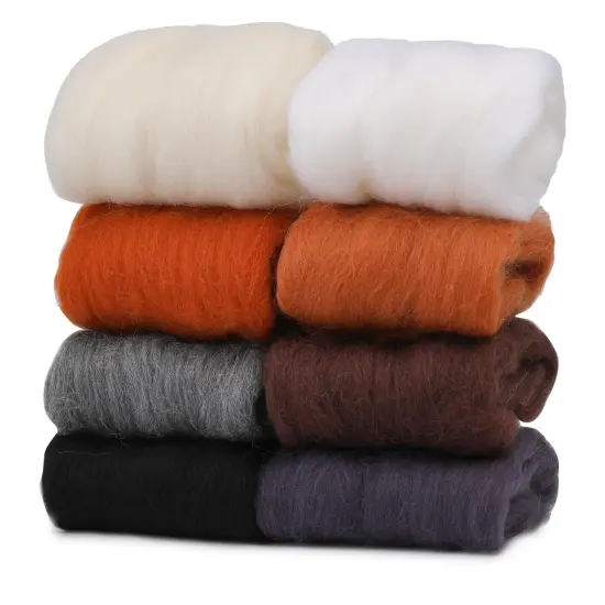 Needle Felting Wool 80 g, Wool Roving, 8 Colors Felting Wool, Felting Wool Bulk, Wool Roving for Needle Felting, for DIY Craft Materials and Felting Wool Craftsmen, White, Black, Brown {1}