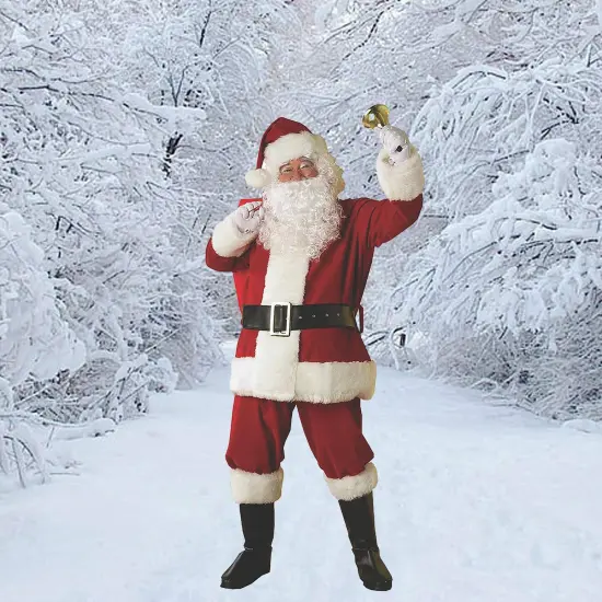 Men&rsquo;s Deluxe Plush Regal Santa Claus Costume &ndash; Holiday Christmas Outfit {5}