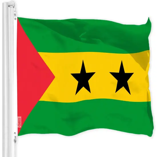 G128 Sao Tome and Principe Flag | 3x5 Ft | LiteWeave Pro Series Printed 150D Polyester | Country Flag, Indoor/Outdoor, Vibrant Colors, Brass Grommets {1}