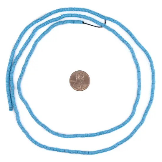 The Bead Chest African Vinyl Beads, Ghana Vulcanite Crafts Supplies for DIY Jewelry Making, Necklaces, Bracelets (3mm, Sapphire Blue) {2}