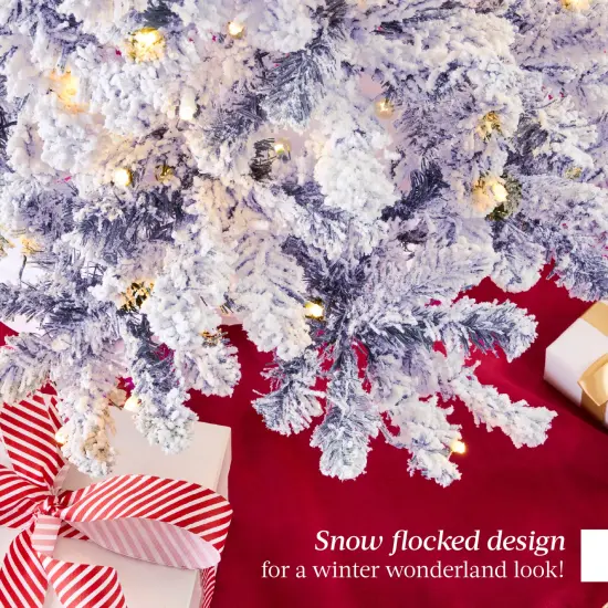 Best Choice Products Pre-Lit Lavender Christmas Pine Tree w/ Flocked Branches, Warm-White Lights {6}