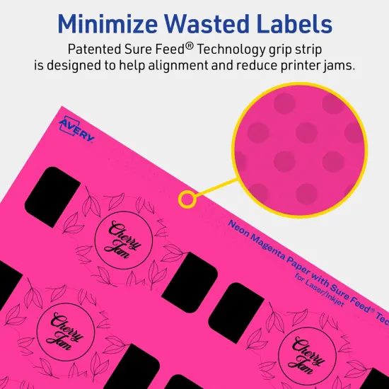 Avery Neon Magenta Paper Labels, 1.5" x 3.5" Wraparound {4}