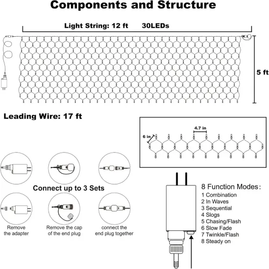 360 LED 12ft x 5ft Connectable Halloween Net Fairy String Lights {4}