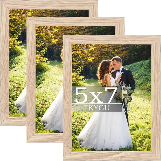 5x7 Picture Frame Woodgrain Set of 3, Real Glass {1}