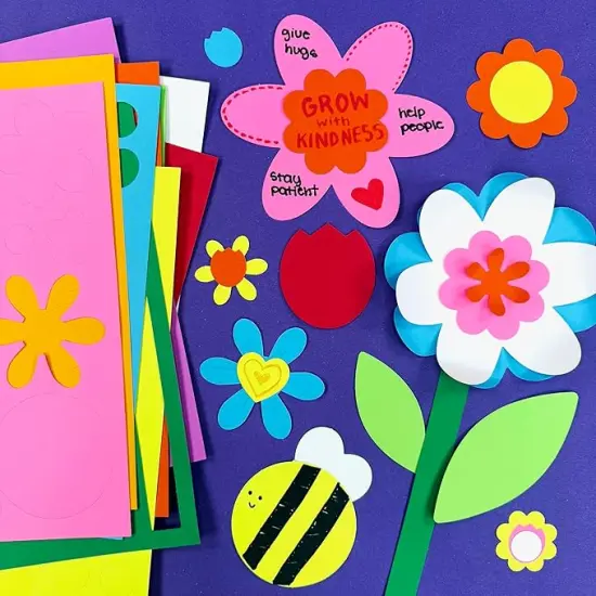 280 Pieces of DIY Flower Cutouts with IDEA Guide - 2-Sided Punch Out Tulips, Daisies, Daffodils, Flowers Ideal for Spring Craft Projects, and Mother's Day DIY Gift Craft {2}