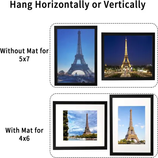 5x7 Picture Frame Distressed Farmhouse Wood Pattern Set of 4 with Tempered Glass {3}