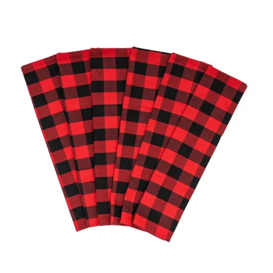 Plaid Kitchen Towels Red Green & White {6}