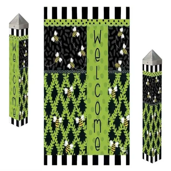 Bee Trellis Art Pole 20 Inches Tall Painted Peace {1}