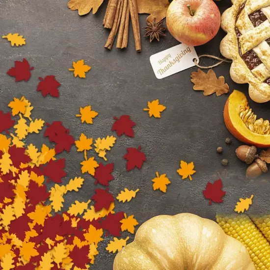 100PCS Fall Maple Leaves Confetti Thanksgiving Maple Leaf Table Confetti Fall Table Scatter Decorative Maple Leaves Sparkles for Thanksgiving Themed Baby Shower Kids Birthday Party Decor {5}