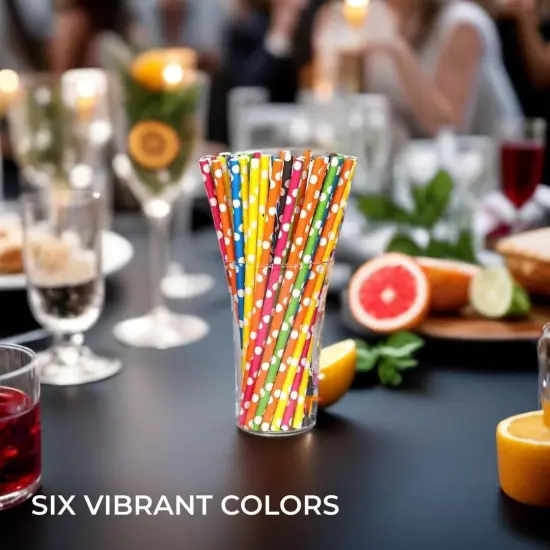 Biodegradable Paper Straws for Drinking - 120pcs - Recyclable Multi Colored Party Straw Set {5}
