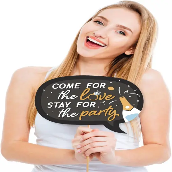 Big Dot of Happiness Funny Just Engaged - Black and White - Engagement Party Photo Booth Props Kit - 10 Piece {1}