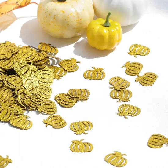 Little Pumpkin Confetti, Thanksgiving Party Decorations for Table, Pumpkin Baby Shower Thanksgiving Autumn Fall Wedding Party Supplies, Gold Glitter 200PCS {3}