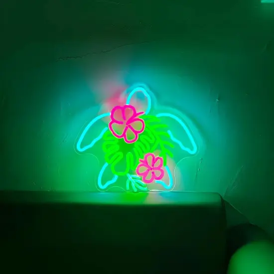 Summer Tropical Turtle Neon Sign &ndash; USB-Powered Wall Art for Beach, Bar & Room Decor {3}