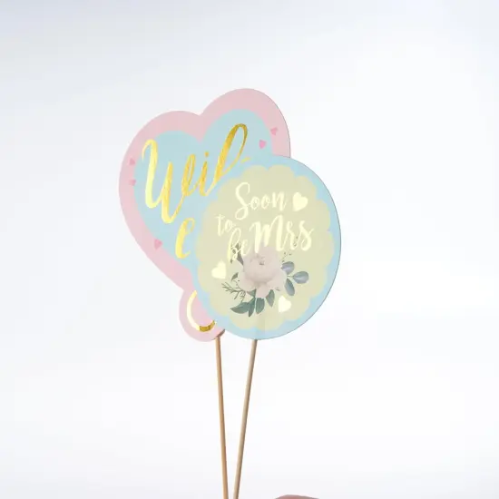 18 Pcs Bridal Shower Photo Booth Props, I Do Photo Props for Wedding, Hen Do, Proposal Party {5}