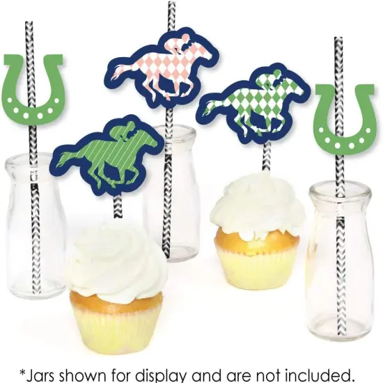 Big Dot of Happiness Kentucky Horse Derby - Paper Decor - Race Party Striped Decorative Straws - Set of 24 {4}