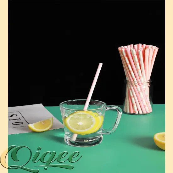 Pink Paper Straws 150pcs Disposable Straws Bulk (10 Pattern) {5}