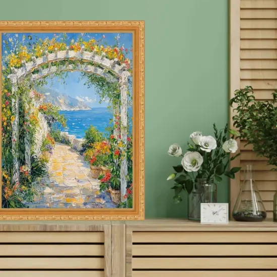 Slim Classic Florar Beaded Gold Picture Frame 24x36 frame {5}