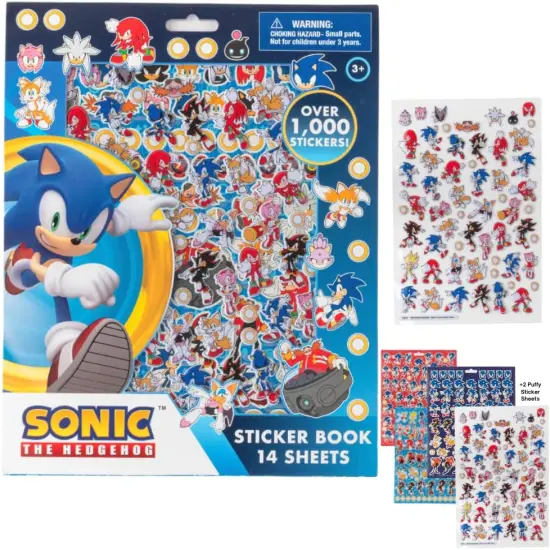 Sonic Sticker Book Set - 14 Sheets, 1200+ Puffy Stickers {1}