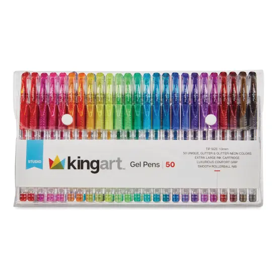 Kingart Studio Gel Pens - Set of 50, Glitter and Glitter Neon Colors {1}