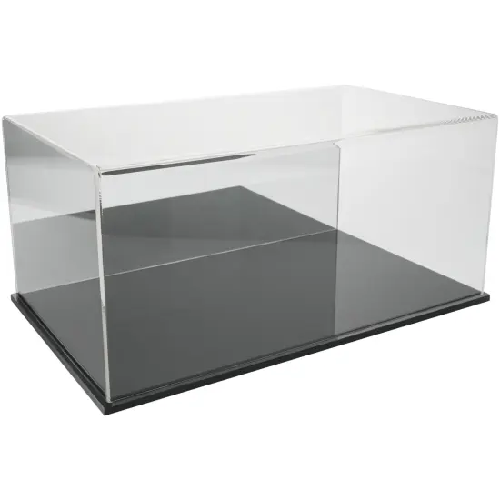 Plymor Clear Acrylic Display Case with Hardwood Base, 20" W x 12" D x 9" H Black (Mirrored) {1}