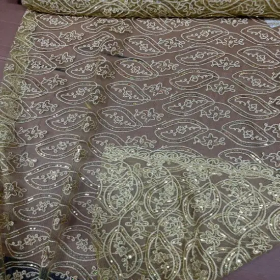 1 Yard Mango Shape Lace Fabric Double Sided Border 54" Width Blush {6}