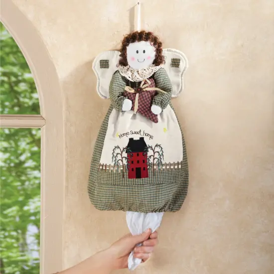 Collections Etc Country Angel Plastic Grocery Bag Holder {1}