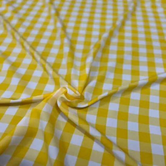 1 Yard Buffalo Check Polyester Poplin Fabric 60" Wide for Tablecloths, Drapes & Decor Yellow {1}