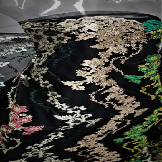1 Yard Multicolor Bridal Floral Mesh Lace Fabric for Dresses, Decor, Gowns 50/54 Inch Width {6}