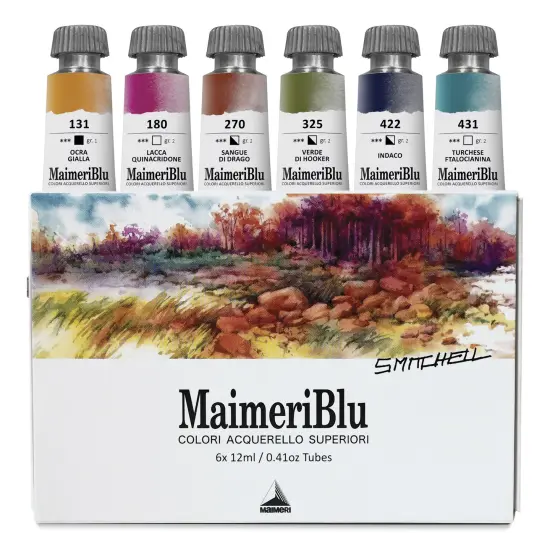 Maimeri Blu Artist Watercolor - Set of 6, Steve Mitchell Colors, 12 ml Tubes {1}