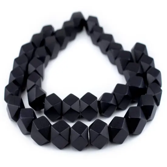 The Bead Chest Black Cornerless Cube Wood Beads: 20mm Diamond Cut Natural Organic Beads for Jewelry Making {3}