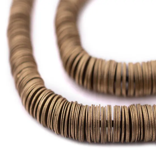 The Bead Chest Brass Flat Disk Heishi Beads (8mm), 15" Strand, Handmade for Jewelry Making & Crafts | Approximately 800 Beads {1}