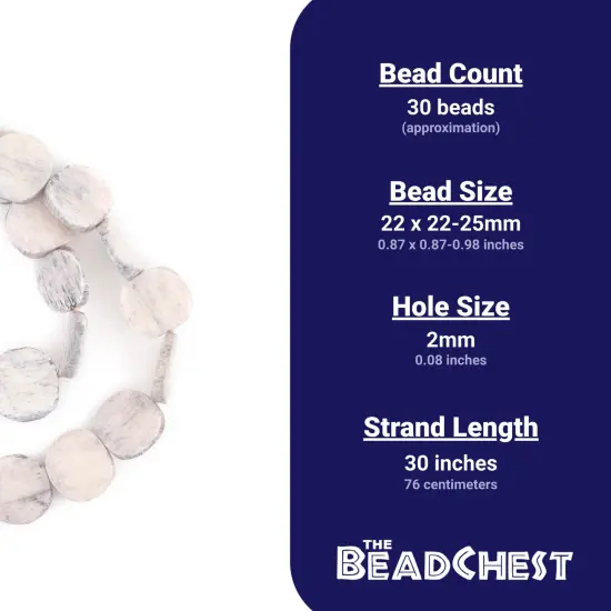 The Bead Chest Washed Grey Bone Beads - Full Strand of Fair Trade African Beads (Circular, Washed Grey) {4}