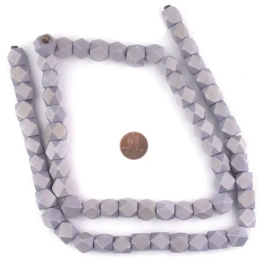 The Bead Chest Light Grey Cornerless Cube Wood Beads: 12mm Diamond Cut Natural Organic Beads for Jewelry Making {2}