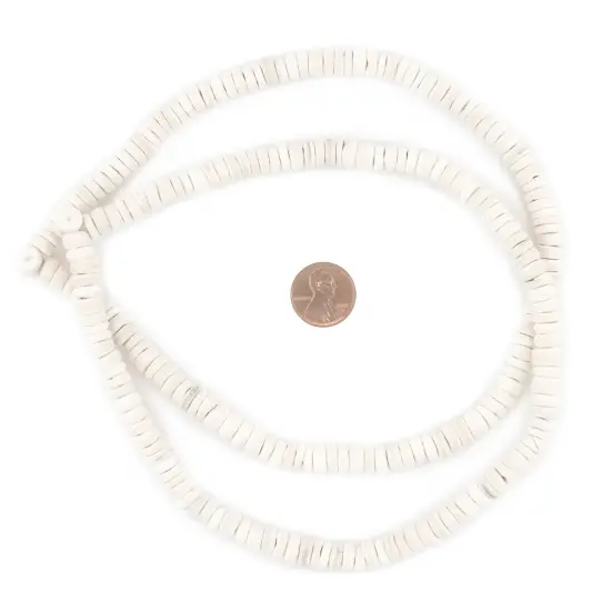The Bead Chest White Disk Coconut Shell Beads (8mm) {2}