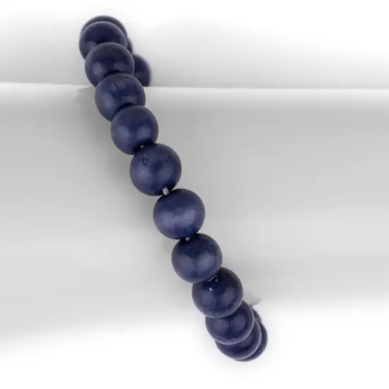The Bead Chest Wood Stretch Bracelet, Cobalt Blue - Stackable Beaded Jewelry, Unisex for Men & Women {3}