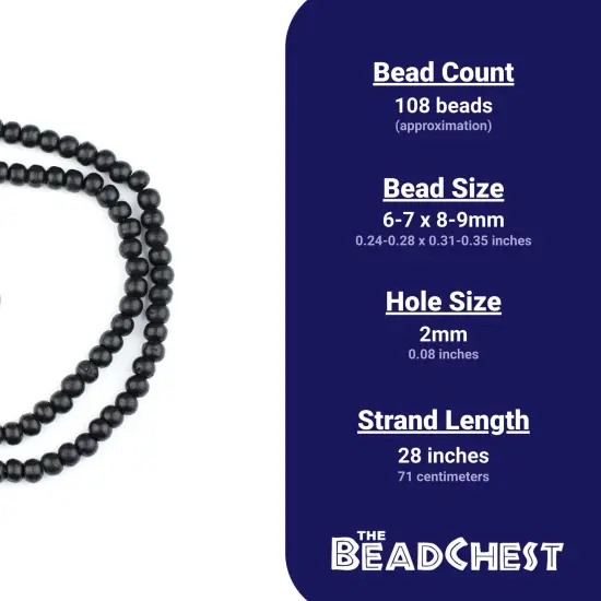 The Bead Chest 108 8mm Black Bone Mala Beads - Handmade Fair Trade Nepal Prayer Rosary Beads Necklace for Mediation, Yoga, Jewelry Making, Crafts {4}