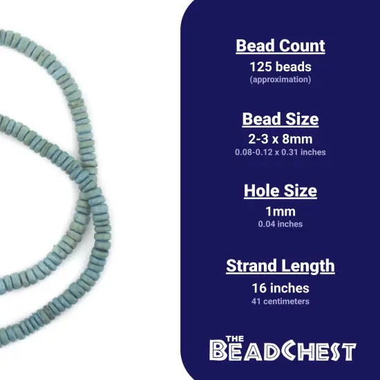The Bead Chest Light Blue Disk Coconut Shell Beads (8mm) {4}