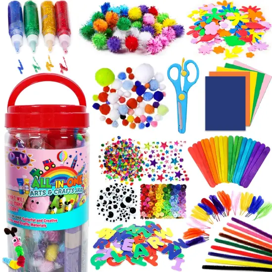 Arts and Crafts Supplies - Christmas Gifts for Kids, Girls, Crafts for Girls 4, 5, 6, 7, 8, 9 Years Old with Glitter Glue Stick, Pipe Cleaners Craft & Craft Tools, School Learning Activities {1}