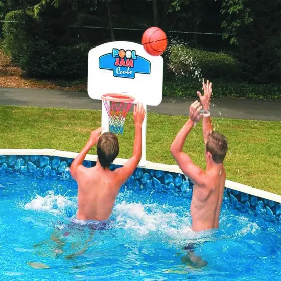 Swim Central Pool Jam Combo Basketball and Volleyball Above Ground Swimming Pool Water Games White {3}