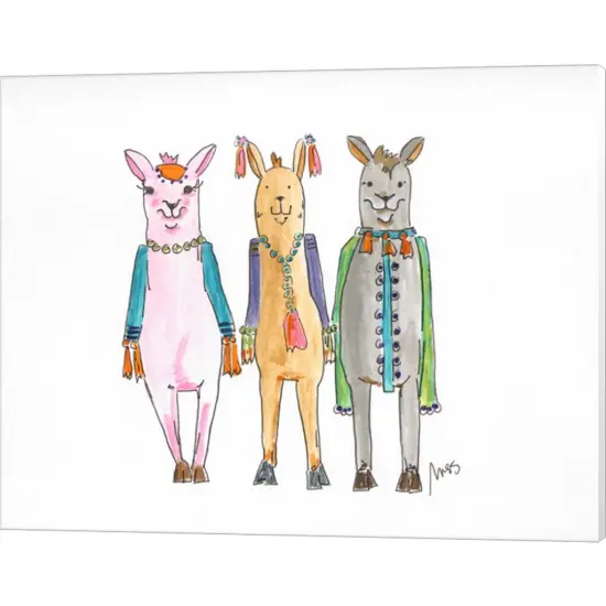 Llama Three by Molly Susan Strong 20" x 16" Canvas Wall Art {1}